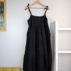 Hatch Black Tiered Maxi Maternity Dress w/ Pockets